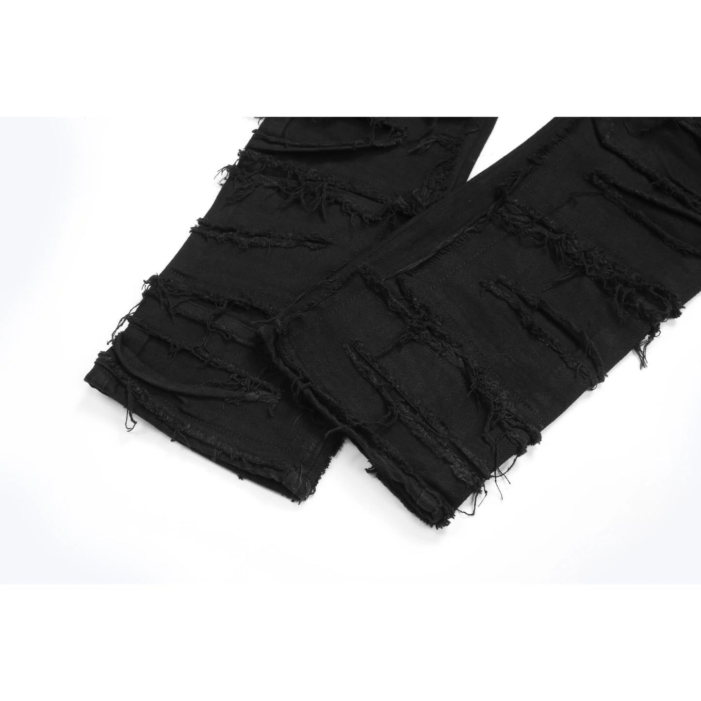 Retro Black Ripped Hollow Out Jeans