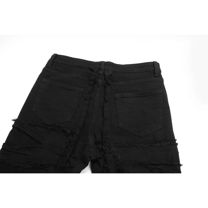 Retro Black Ripped Hollow Out Jeans