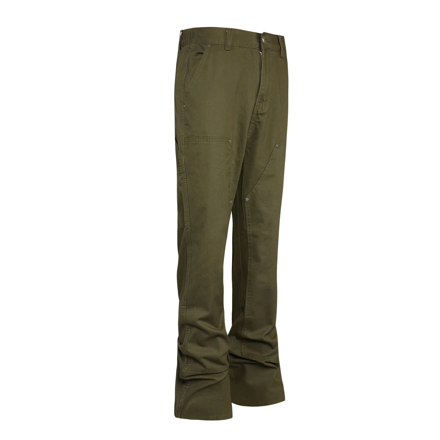 Olive Solid Flared Jeans