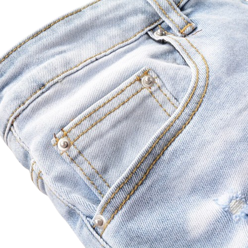 Light Blue Pleated Patch Jeans