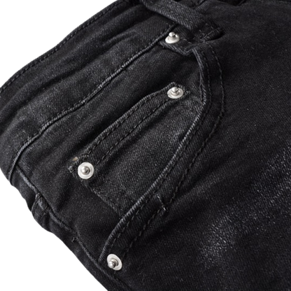 Black Bandanna Patch Jeans