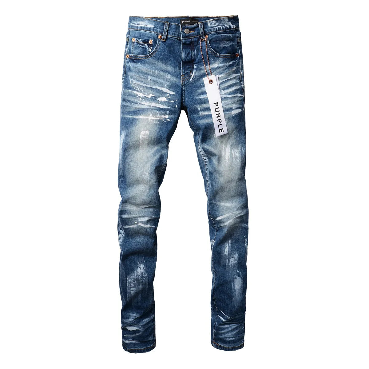 Distressed Blue Paint Fashion Jeans