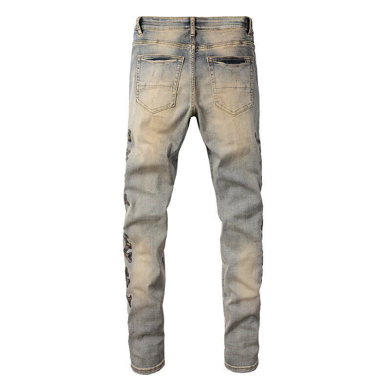 Camouflage Bones Jeans Vintage Blue