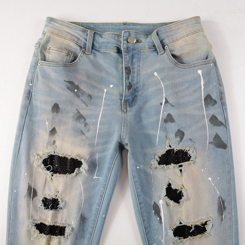 Crystal Black Patch Jeans