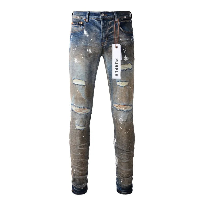 American Distressed Paint Fashion Jeans