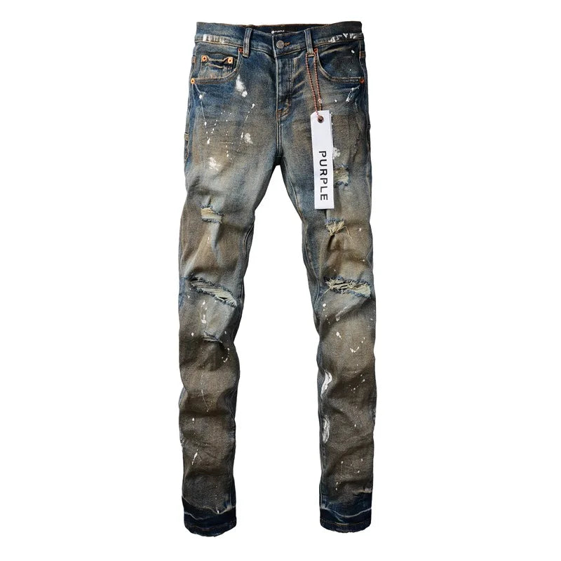 American Distressed Paint Fashion Jeans