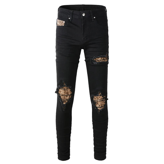 Leopard Print Patch Jeans