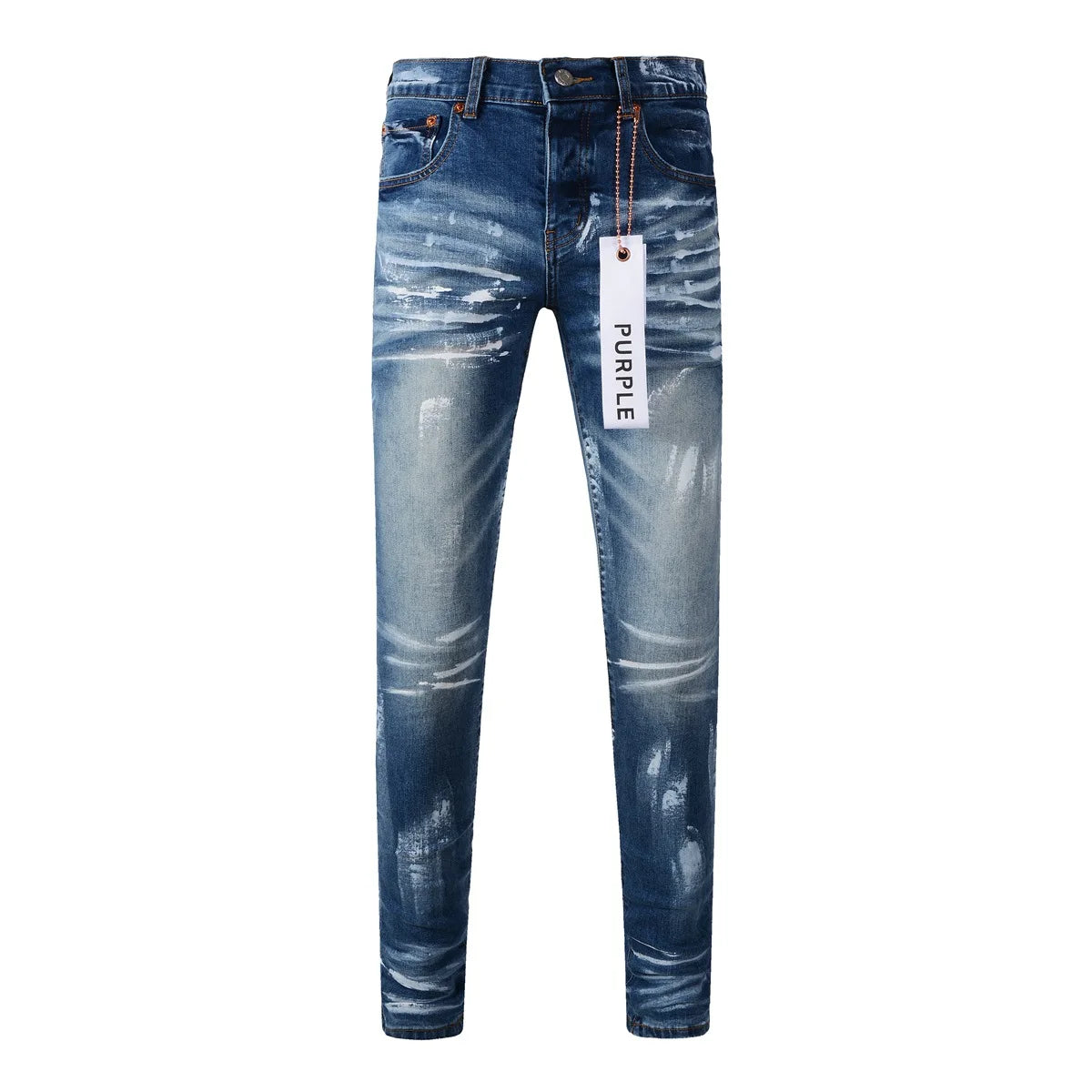 Distressed Blue Paint Fashion Jeans