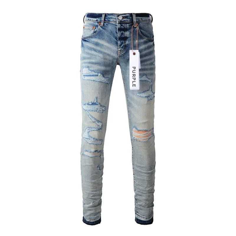 Distressed Patch Fashion Jeans